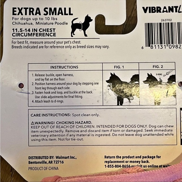 NWT Vibrant Life Harness Pink Striped With Lace Size XSmall free hat included - Picture 9 of 13